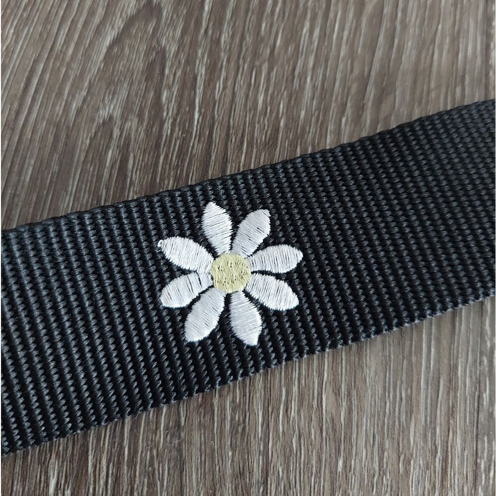 Target Wild Fable Belt Black White Embroidered Daisy 41" Long - Picture 4 of 6